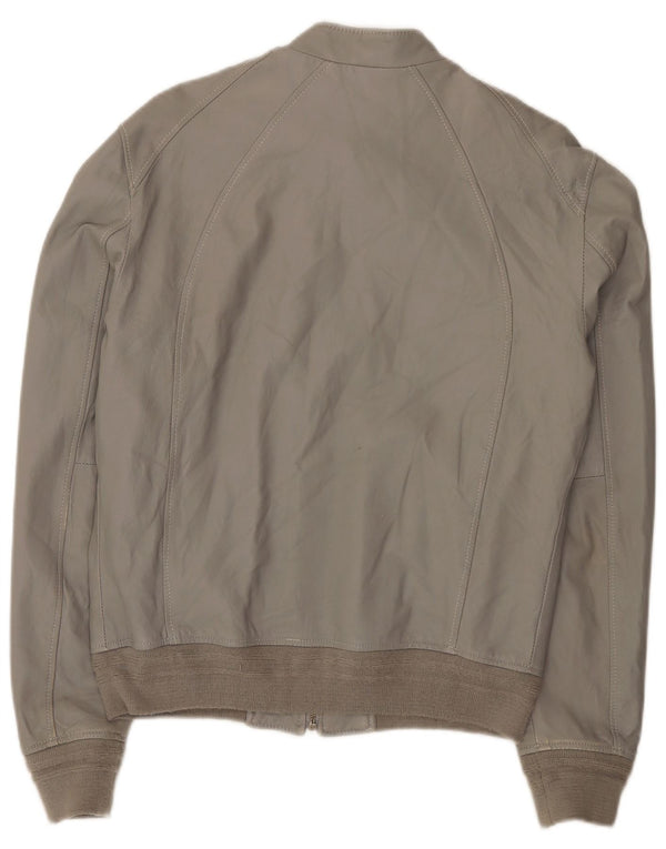 Officina 36 Mens Bomber Leather Jacket UK 42 XL Grey