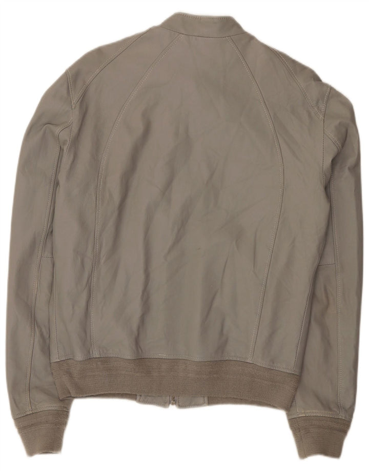 Officina 36 Mens Bomber Leather Jacket UK 42 XL Grey