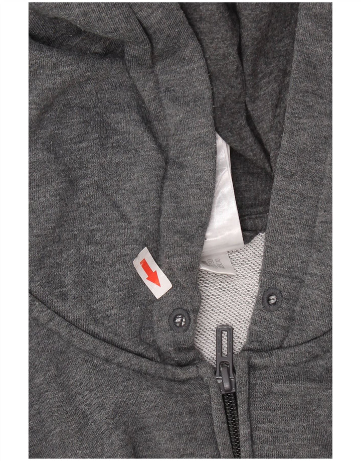 ADIDAS Womens Graphic Zip Hoodie Sweater UK 12/14 Medium Grey Cotton