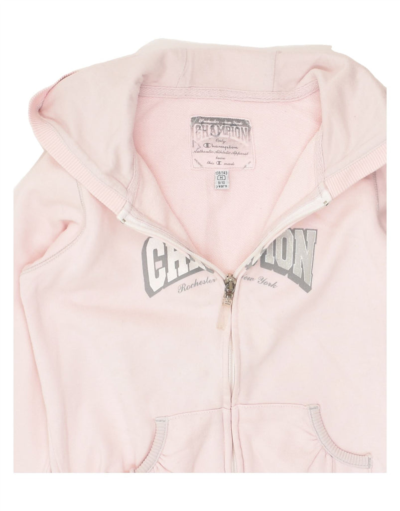 CHAMPION Girls Graphic Zip Hoodie Sweater 9-10 Years Medium Pink Cotton | Vintage Champion | Thrift | Second-Hand Champion | Used Clothing | Messina Hembry 