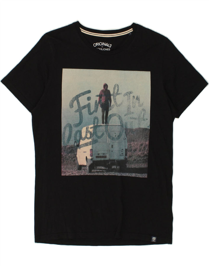 JACK & JONES Mens Slim Graphic T-Shirt Top Large Black Cotton | Vintage Jack & Jones | Thrift | Second-Hand Jack & Jones | Used Clothing | Messina Hembry 