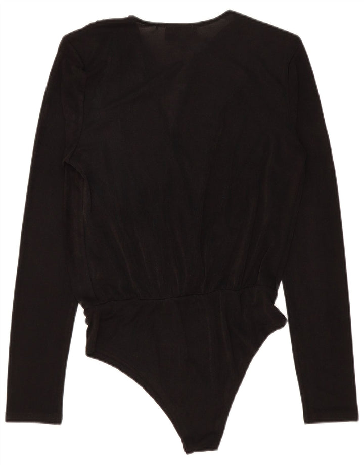 Coast Womens Long Sleeve Bodysuit UK 14 Large Black Polyester