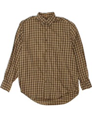 NAUTICA Mens Flannel Shirt Medium Khaki Check Cotton