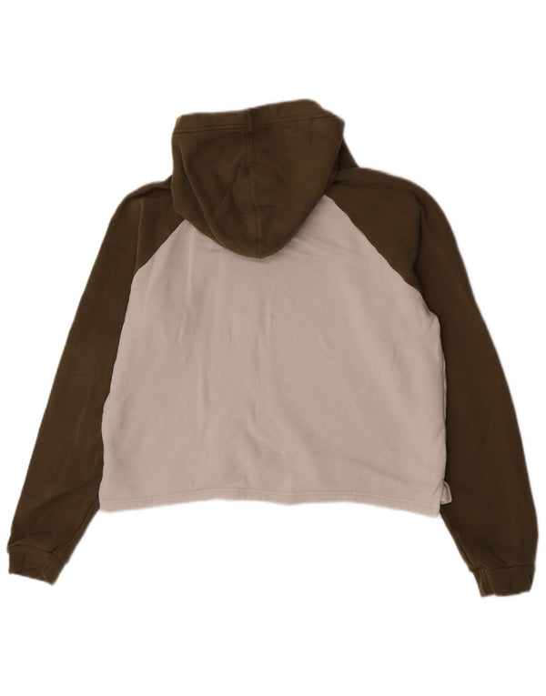 Jack Wills Womens Crop Hoodie Jumper UK 12 Medium White Colourblock