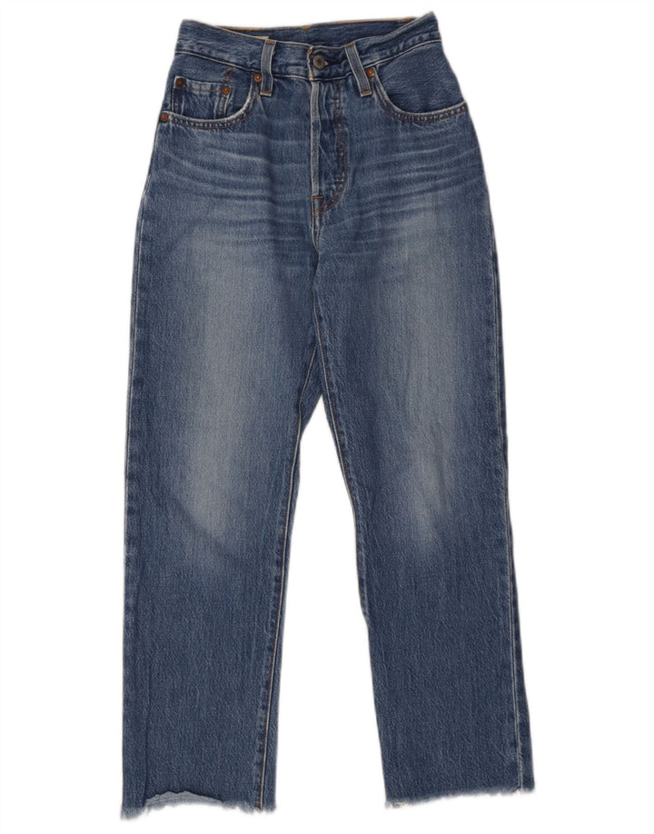 Levi's Womens 501 Straight Jeans W24 L26 Blue Cotton