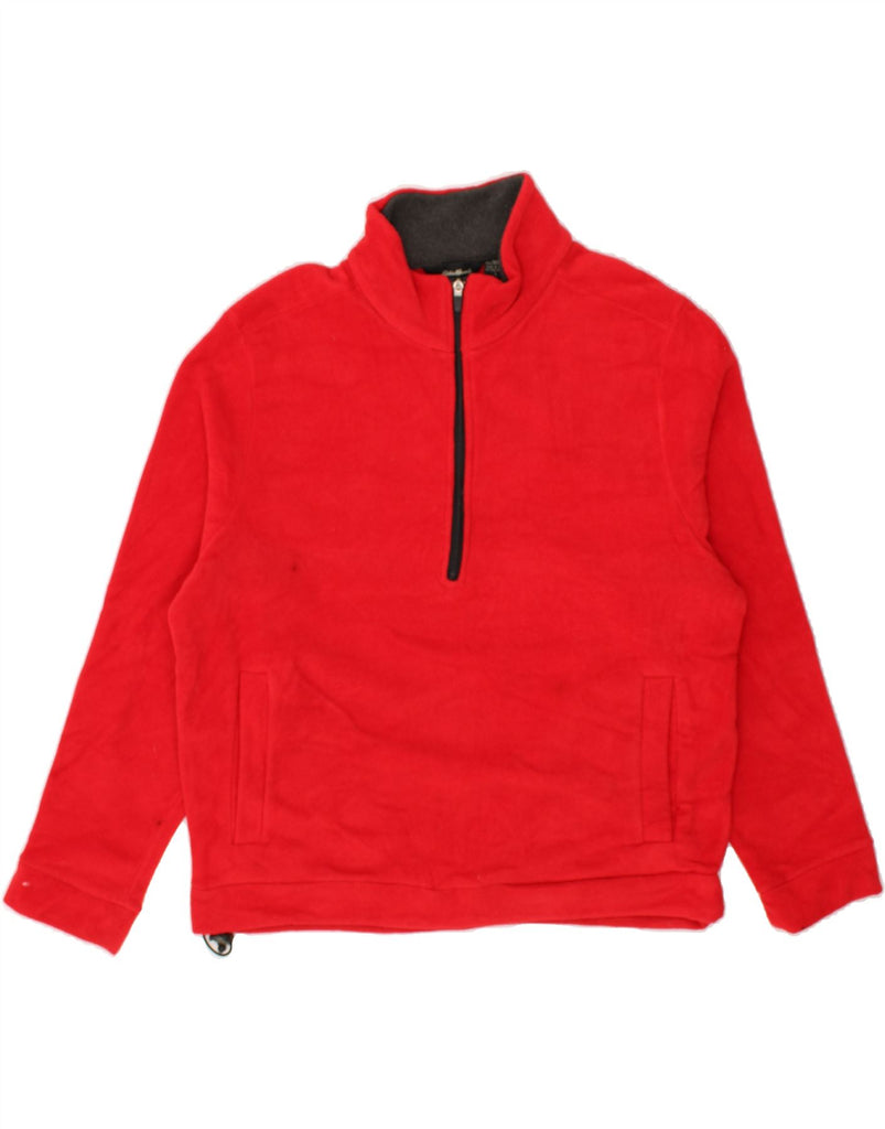 EDDIE BAUER Mens Zip Neck Fleece Jumper Large Red Polyester | Vintage Eddie Bauer | Thrift | Second-Hand Eddie Bauer | Used Clothing | Messina Hembry 