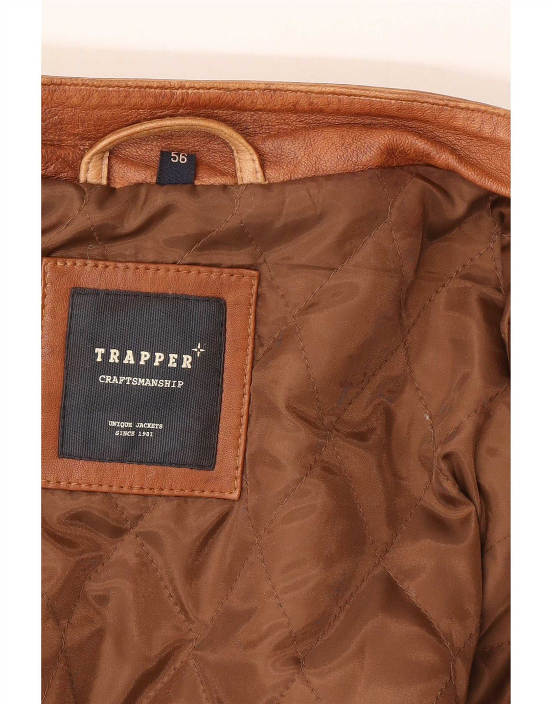 Trapper Mens Leather Jacket IT 56 3XL Brown Leather