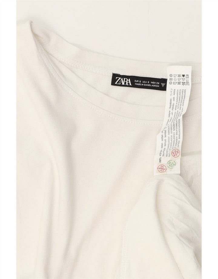 ZARA Womens Tiered Blouse Top UK 10 Small White Cotton
