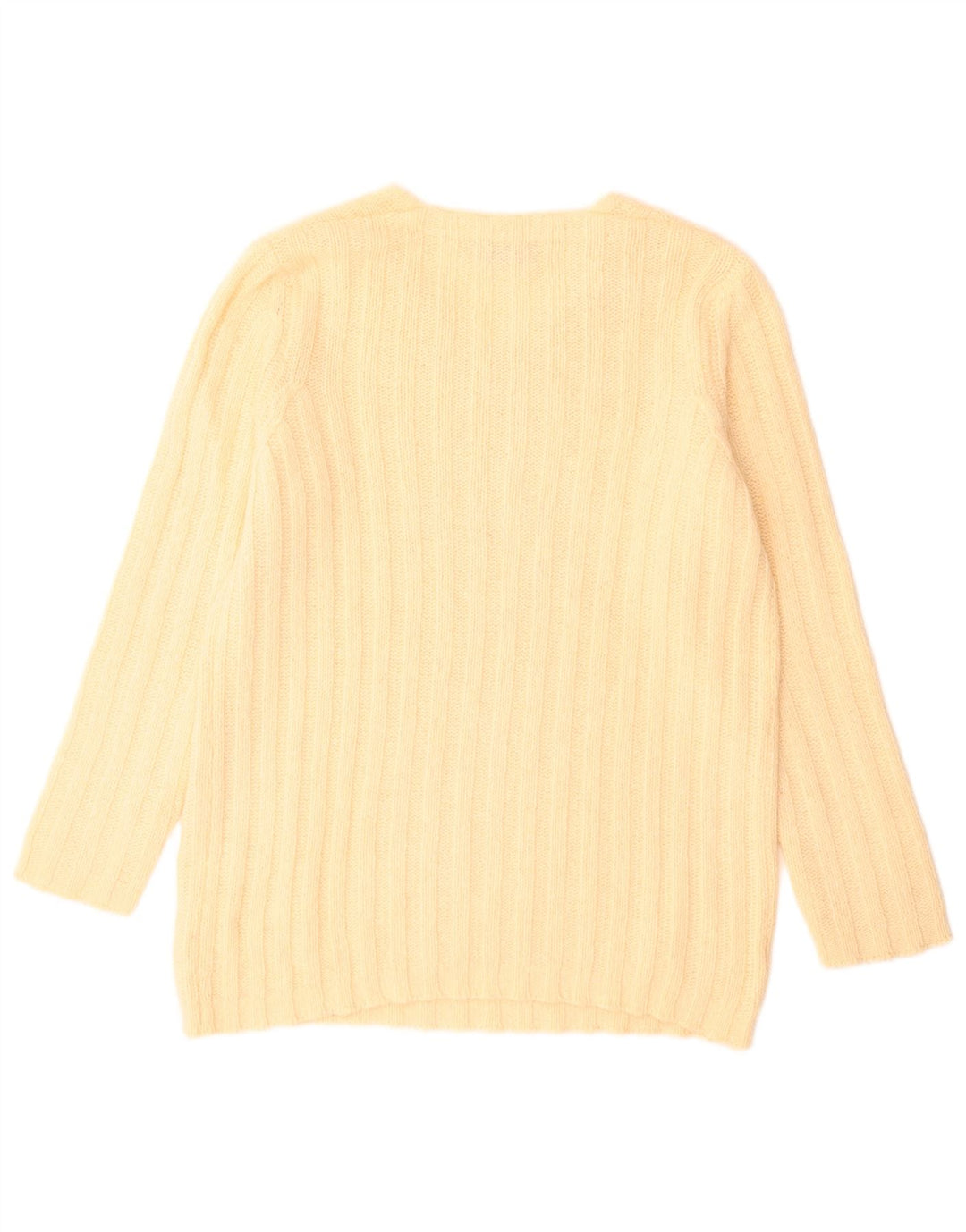 Stefanel Womens V-Neck Jumper Sweater UK 14 Large Yellow