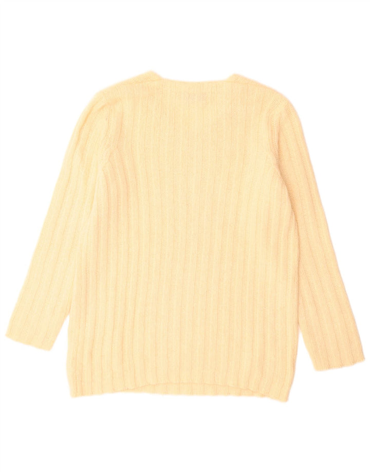 Stefanel Womens V-Neck Jumper Sweater UK 14 Large Yellow