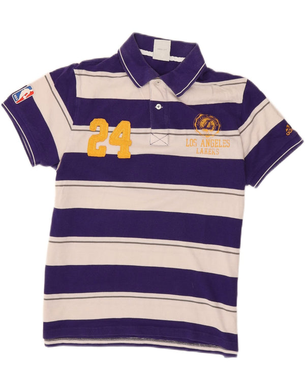 Adidas Mens Los Angeles Lakers Graphic Rugby Polo Shirt Medium Blue Striped