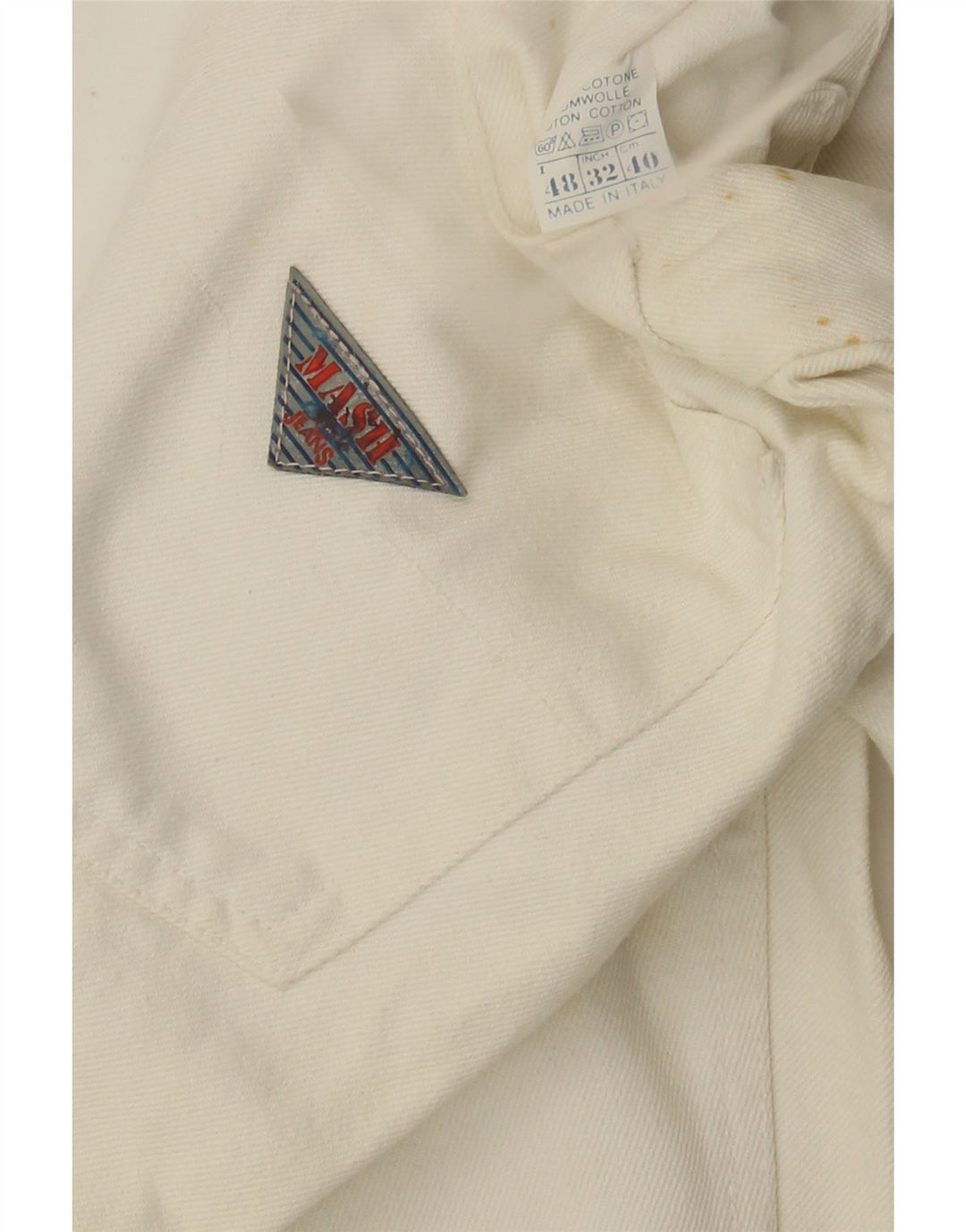 Mash Mens Tapered Jeans IT 48 Medium W32 L33 White Cotton