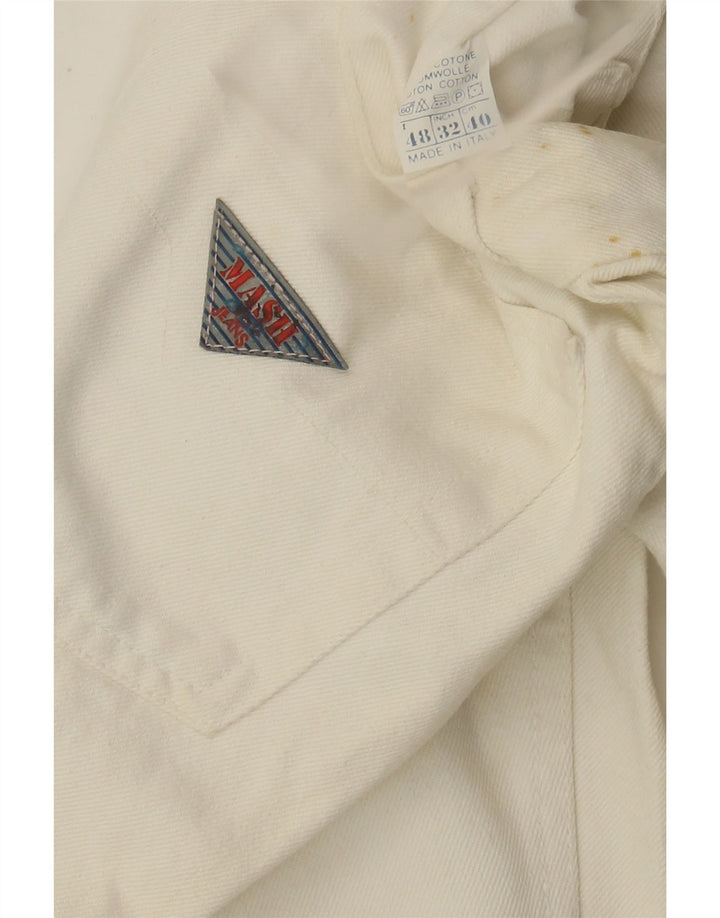 Mash Mens Tapered Jeans IT 48 Medium W32 L33 White Cotton