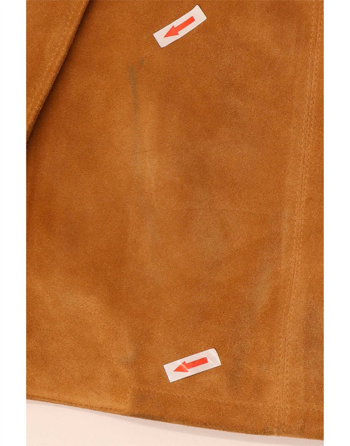 Vintage Womens Suede Overcoat IT 42 Medium Beige Leather