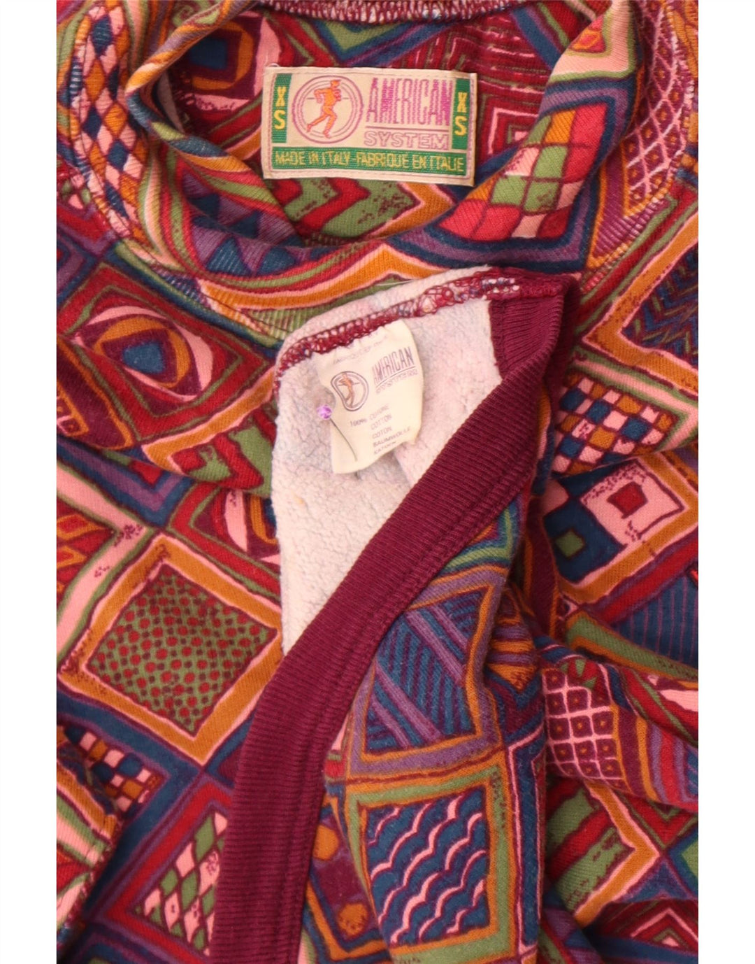 American System Womens Sweatshirt Jumper UK 6 XS Multicoloured Patchwork