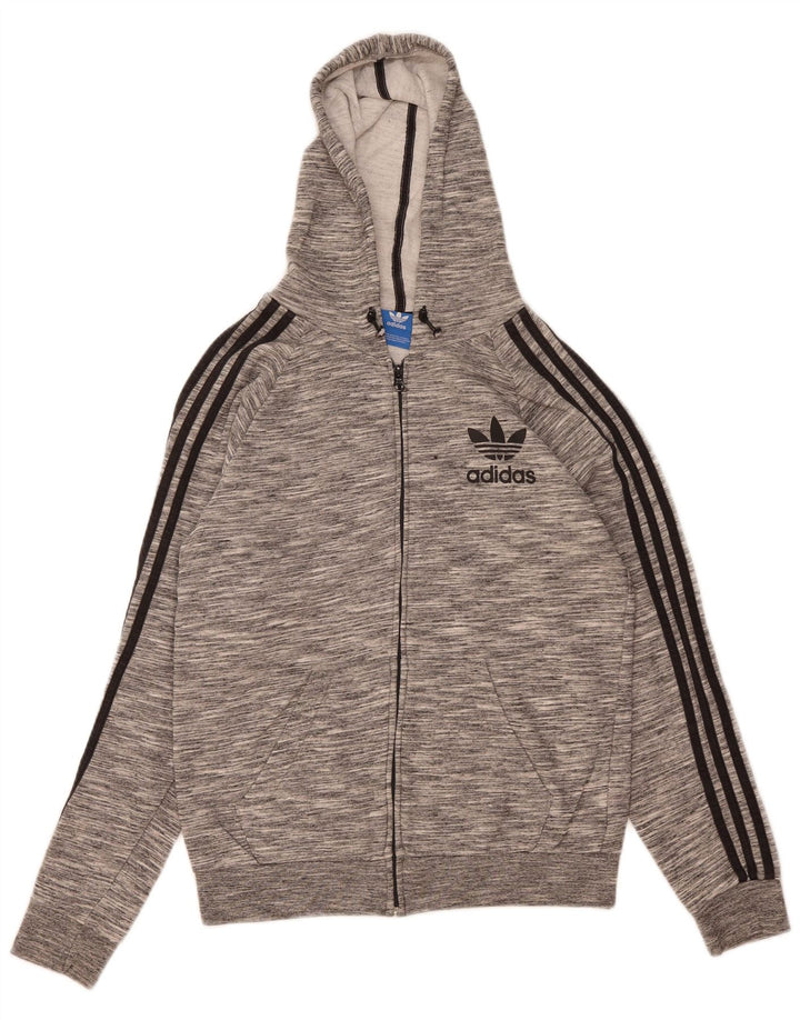 Adidas Mens Zip Hoodie Sweater Small Grey Flecked Cotton