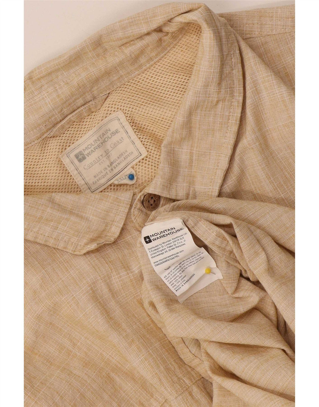 Mountain Warehouse Mens Short Sleeve Shirt 2XL Beige Polyester