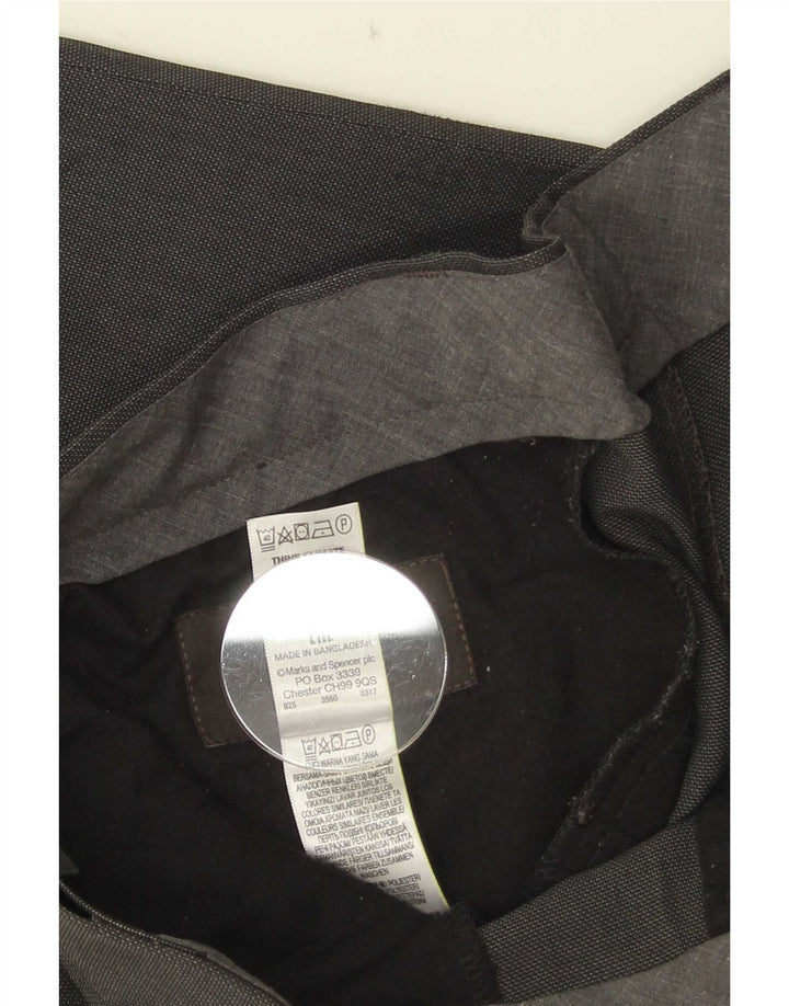 Marks & Spencer Mens Straight Regular Suit Trousers W34 L29 Grey Polyester