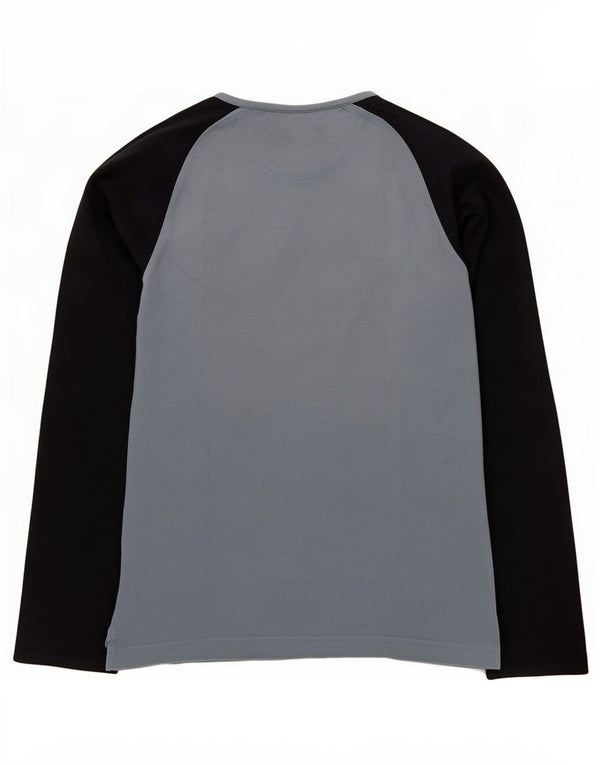 Nike Mens Top Long Sleeve UK 36/38 Small Blue Colourblock Cotton