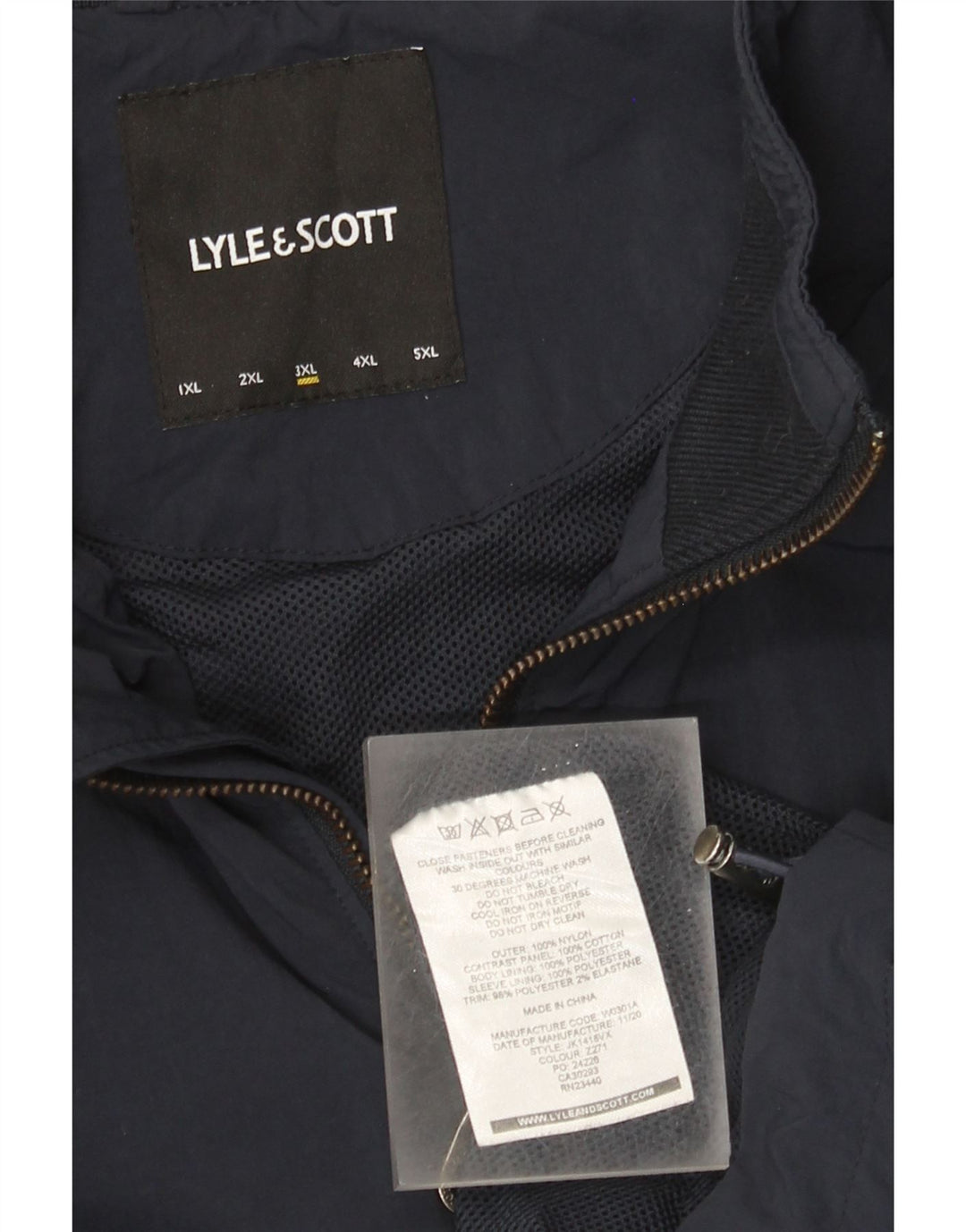 Lyle & Scott Mens Rain Jacket UK 46 3XL Navy Blue Colourblock Nylon