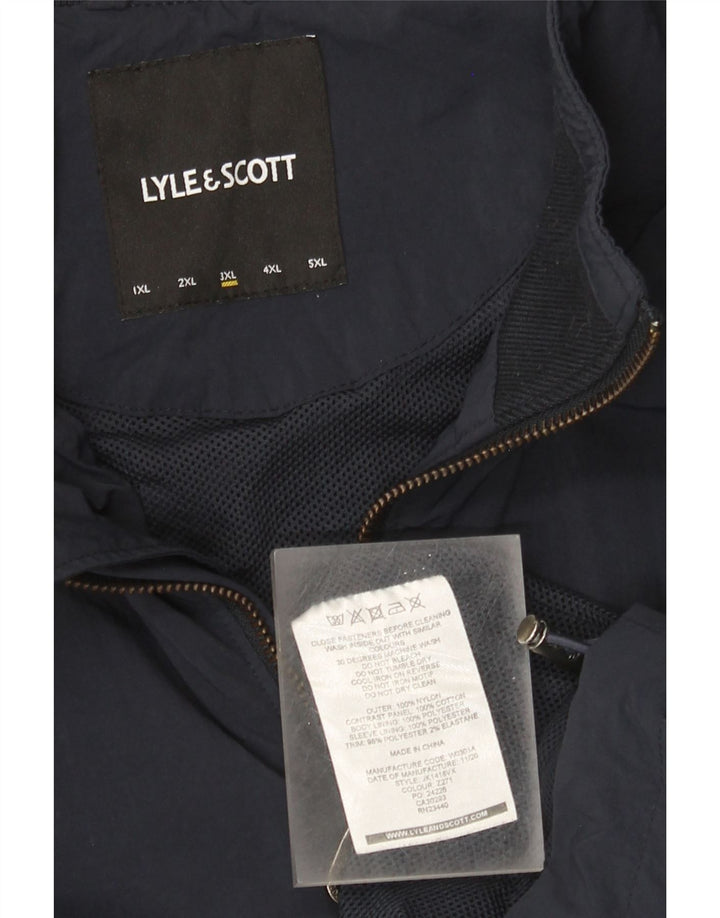 Lyle & Scott Mens Rain Jacket UK 46 3XL Navy Blue Colourblock Nylon