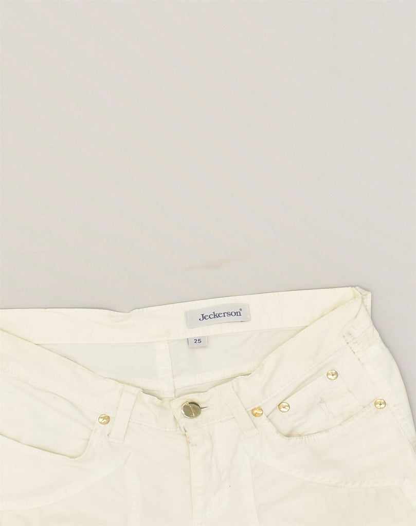 JECKERSON Womens Straight Casual Trousers W25 L30  White Cotton | Vintage Jeckerson | Thrift | Second-Hand Jeckerson | Used Clothing | Messina Hembry 