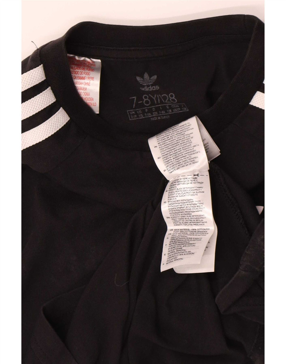 Adidas Boys Top Long Sleeve 7-8 Years Black Cotton