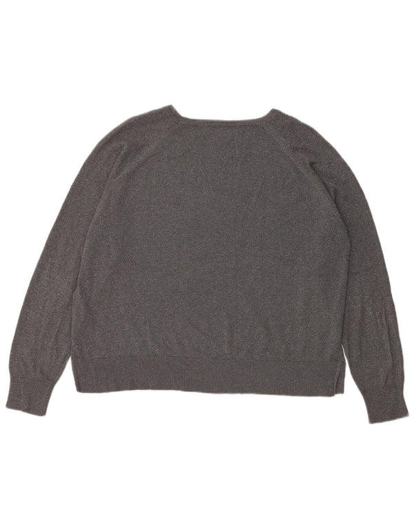 Zara Womens Crop Boat Neck Jumper Sweater UK 16 Large Grey Viscose