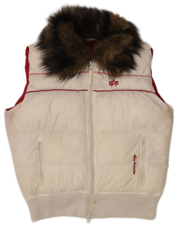 Alpha Industries Womens Padded Gilet UK 18 XL White Nylon