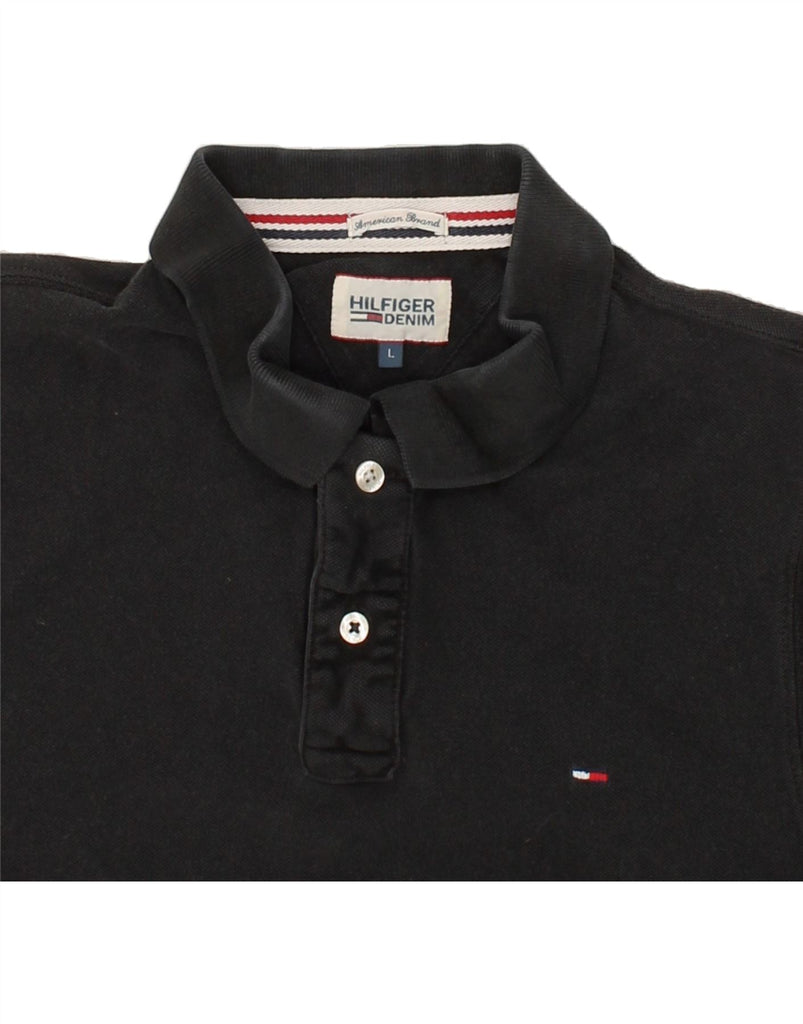 TOMMY HILFIGER Mens Slim Fit Polo Shirt Large Black Cotton Vintage Tommy Hilfiger and Second-Hand Tommy Hilfiger from Messina Hembry 