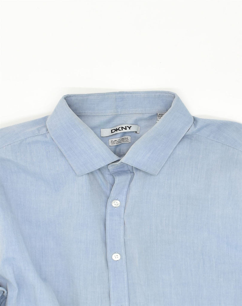 DKNY Mens Slim Fit Shirt Size 17 XL Blue Cotton | Vintage Dkny | Thrift | Second-Hand Dkny | Used Clothing | Messina Hembry 