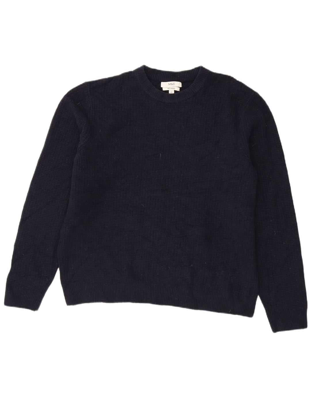 Marks & Spencer Mens Crew Neck Jumper Sweater Large Navy Blue Acrylic