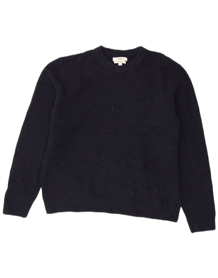 Marks & Spencer Mens Crew Neck Jumper Sweater Large Navy Blue Acrylic