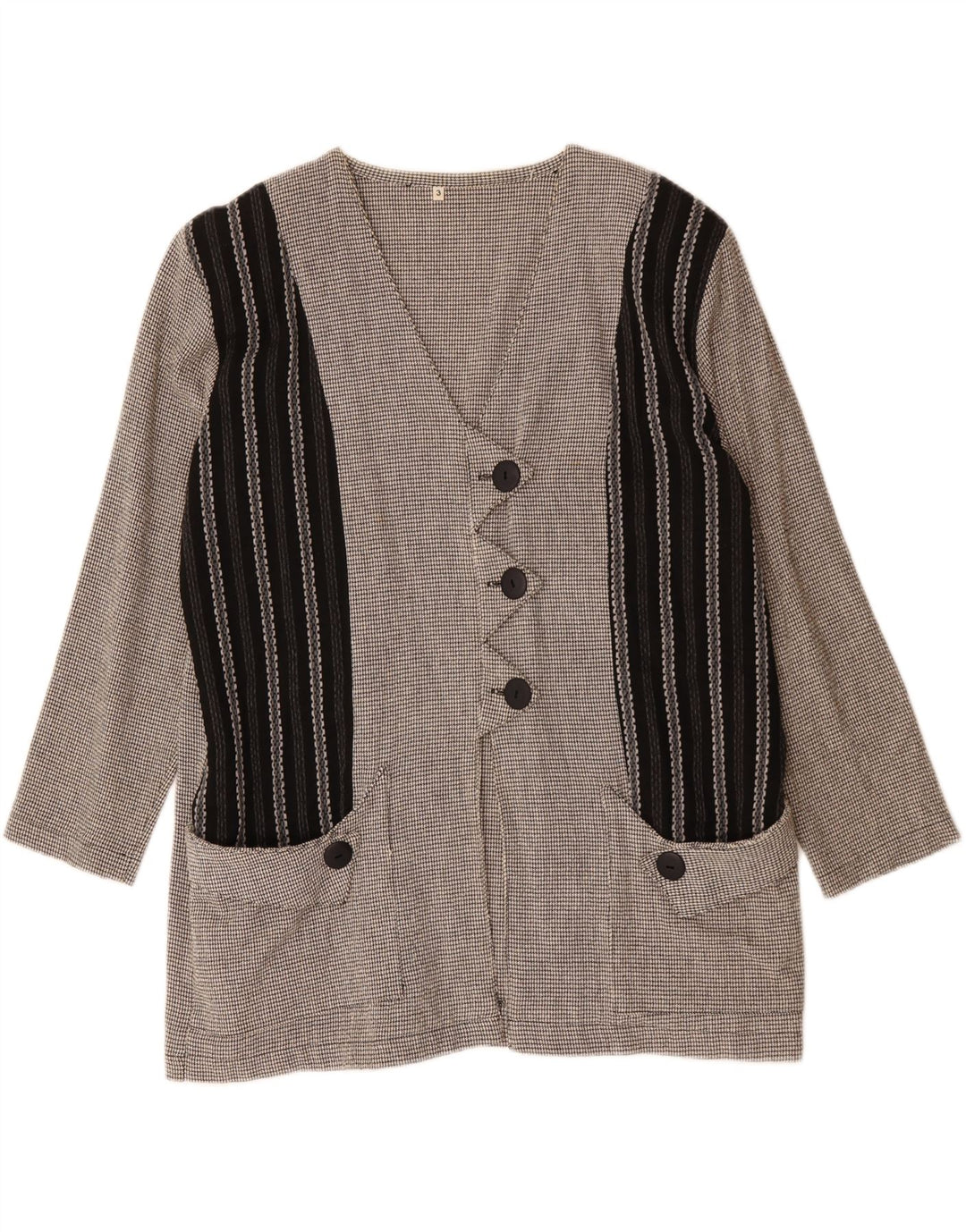 Vintage Womens Oversized Blazer Jacket UK 16 Large Grey Colourblock