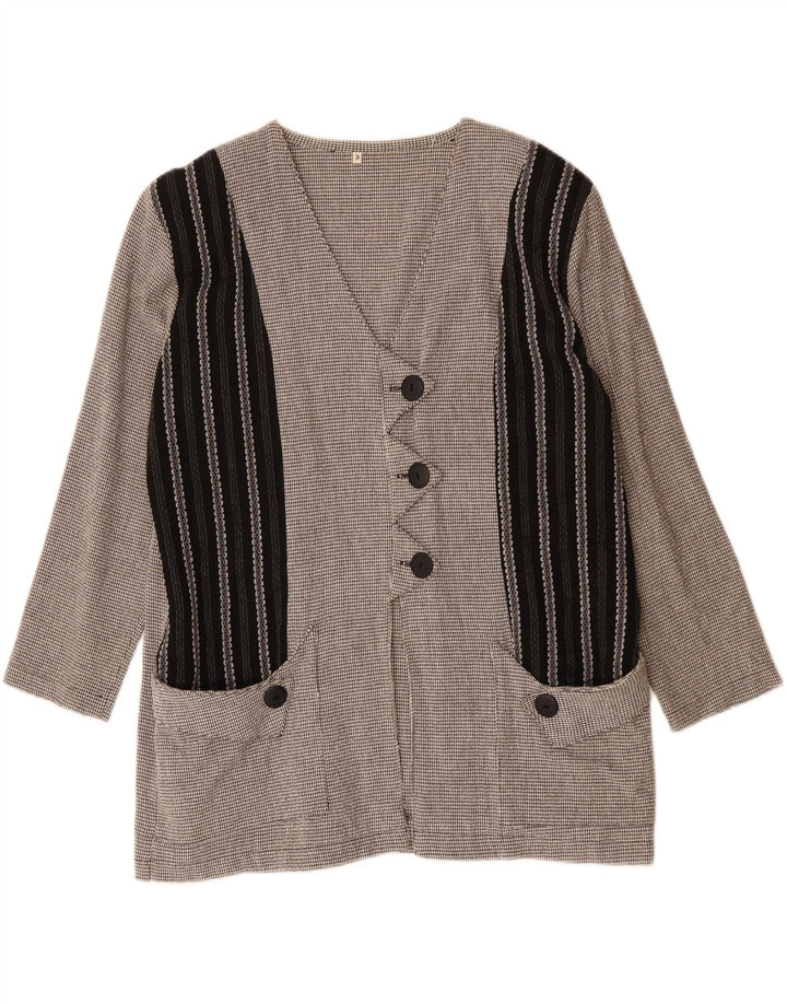 Vintage Womens Oversized Blazer Jacket UK 16 Large Grey Colourblock