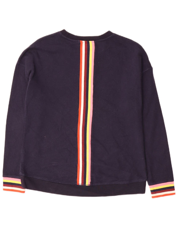 Boden Womens Sweatshirt Jumper UK 14 Medium Navy Blue Striped Cotton