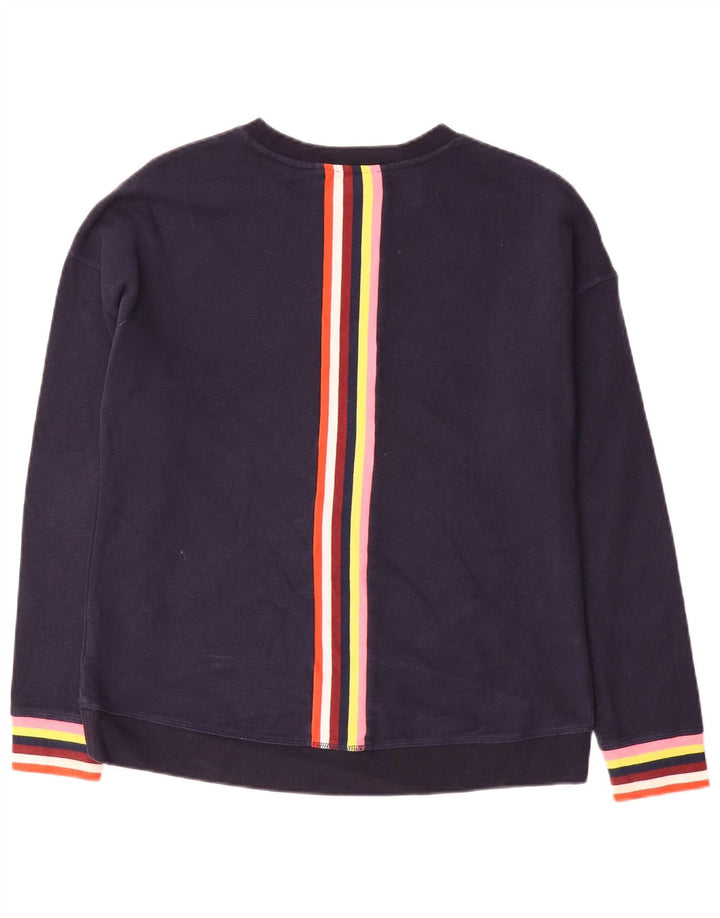 Boden Womens Sweatshirt Jumper UK 14 Medium Navy Blue Striped Cotton