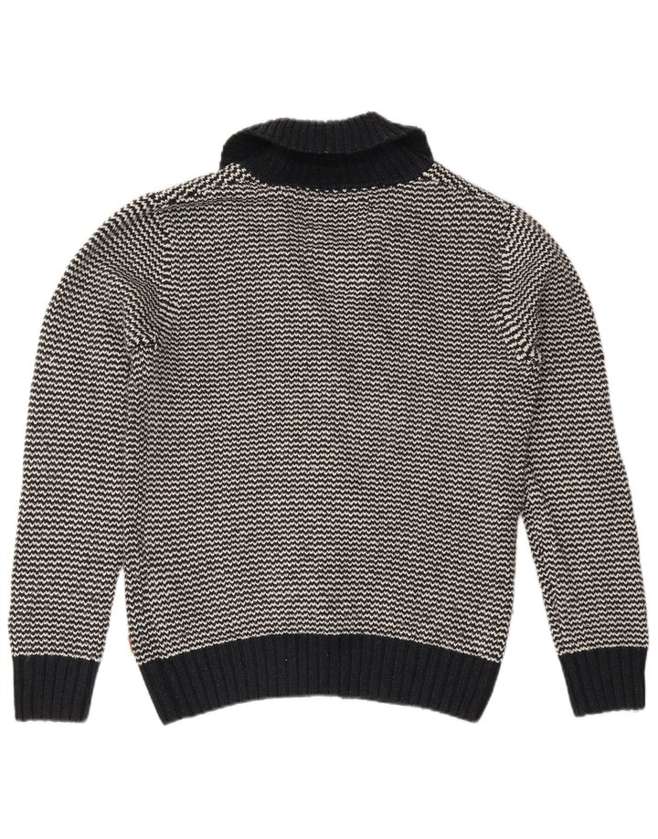 Jack & Jones Mens Cardigan Sweater Large Black Chevron Acrylic