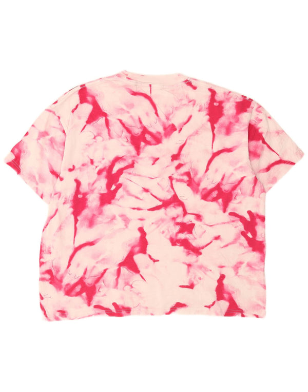 Calvin Klein Jeans Womens Graphic T-Shirt Top UK 14 Medium Pink Tie Dye