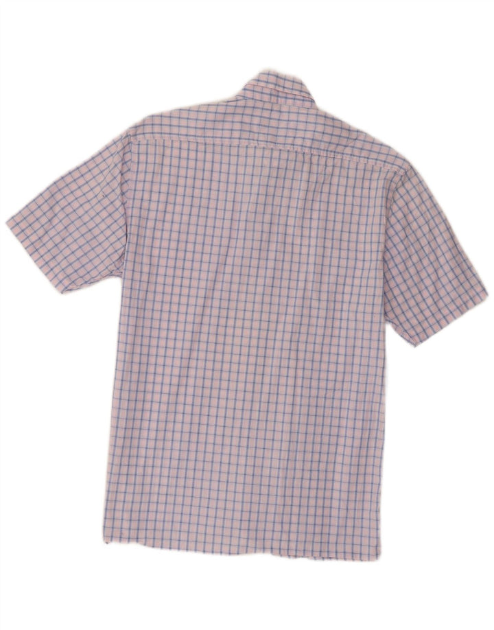 Yves Saint Laurent Mens Short Sleeve Shirt Medium Pink Check Cotton