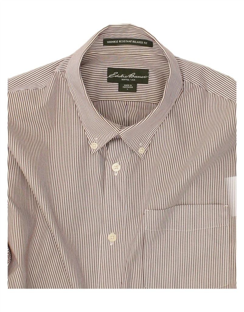 EDDIE BAUER Mens Relaxed Fit Shirt Large Brown Pinstripe Cotton | Vintage Eddie Bauer | Thrift | Second-Hand Eddie Bauer | Used Clothing | Messina Hembry 