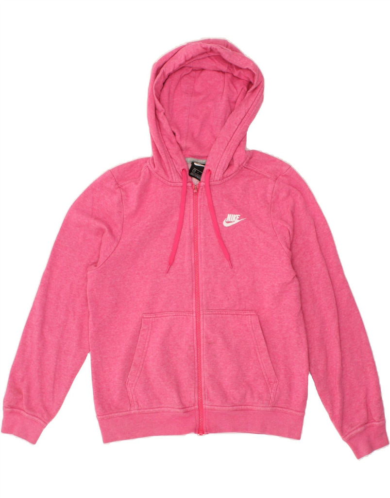 NIKE Womens Zip Hoodie Sweater UK 10 Small Pink Cotton | Vintage Nike | Thrift | Second-Hand Nike | Used Clothing | Messina Hembry 
