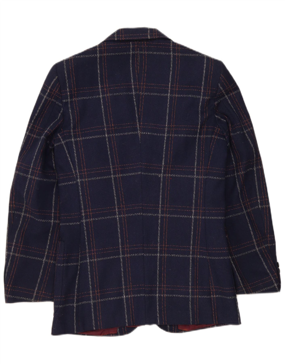 Vintage Mens 2 Button Blazer Jacket UK 36 Small Navy Blue Plaid Classic