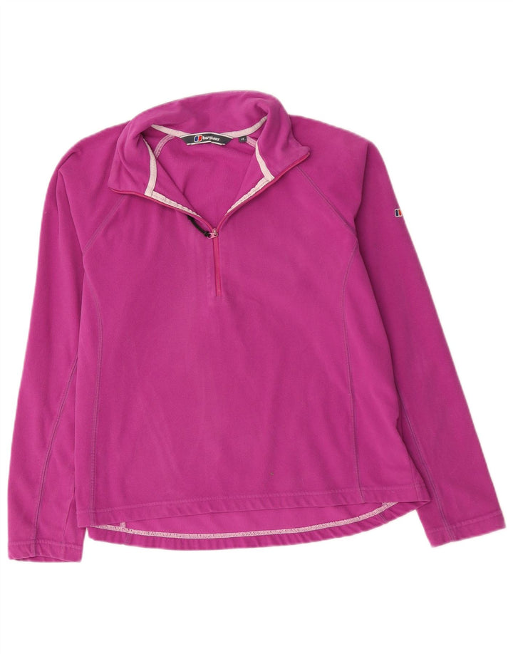 Berghaus Womens Zip Neck Fleece Jumper UK 14 Large Pink Polyester