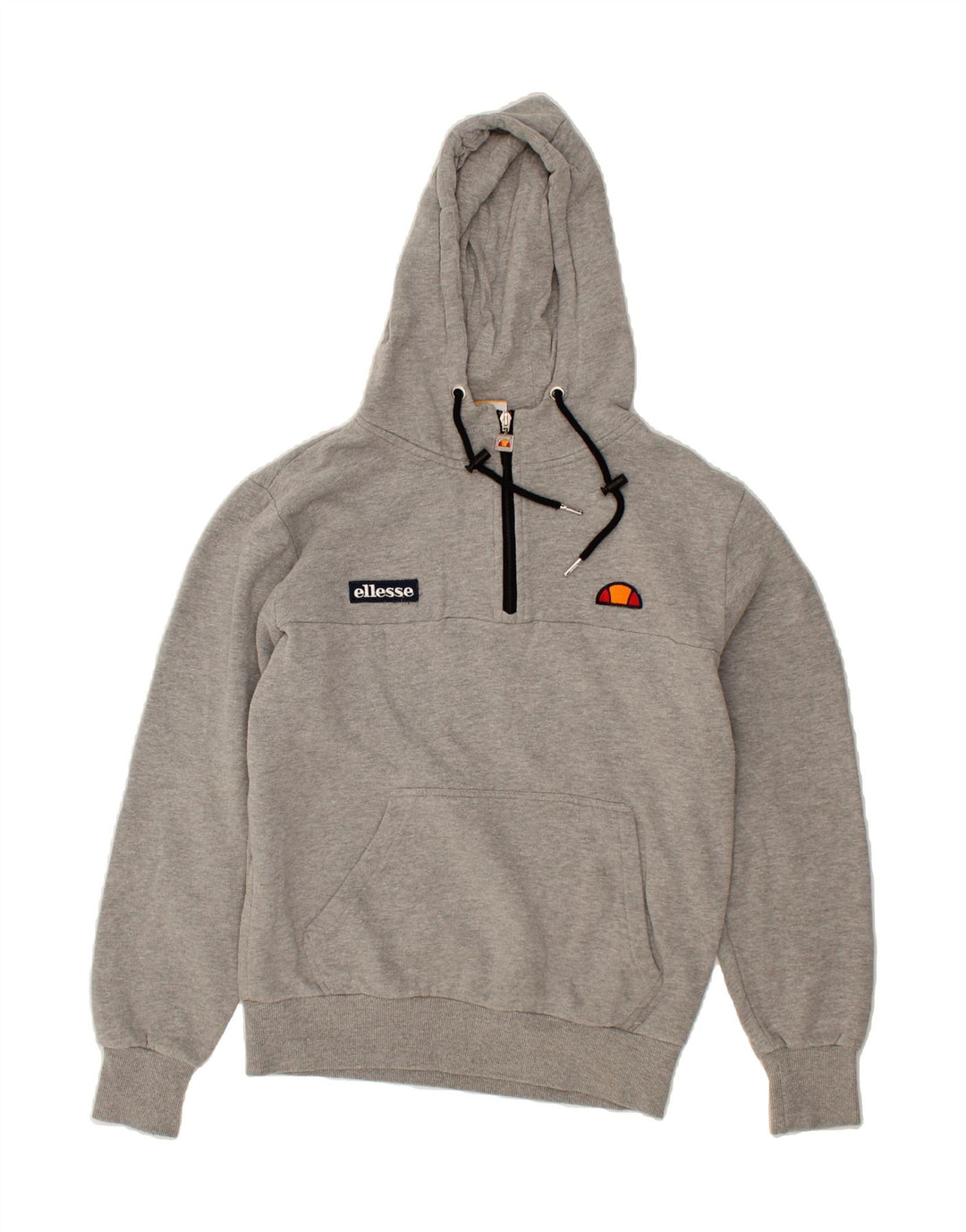 ELLESSE Mens Zip Neck Hoodie Jumper Small Grey Cotton Vintage Ellesse and Second-Hand Ellesse from Messina Hembry 