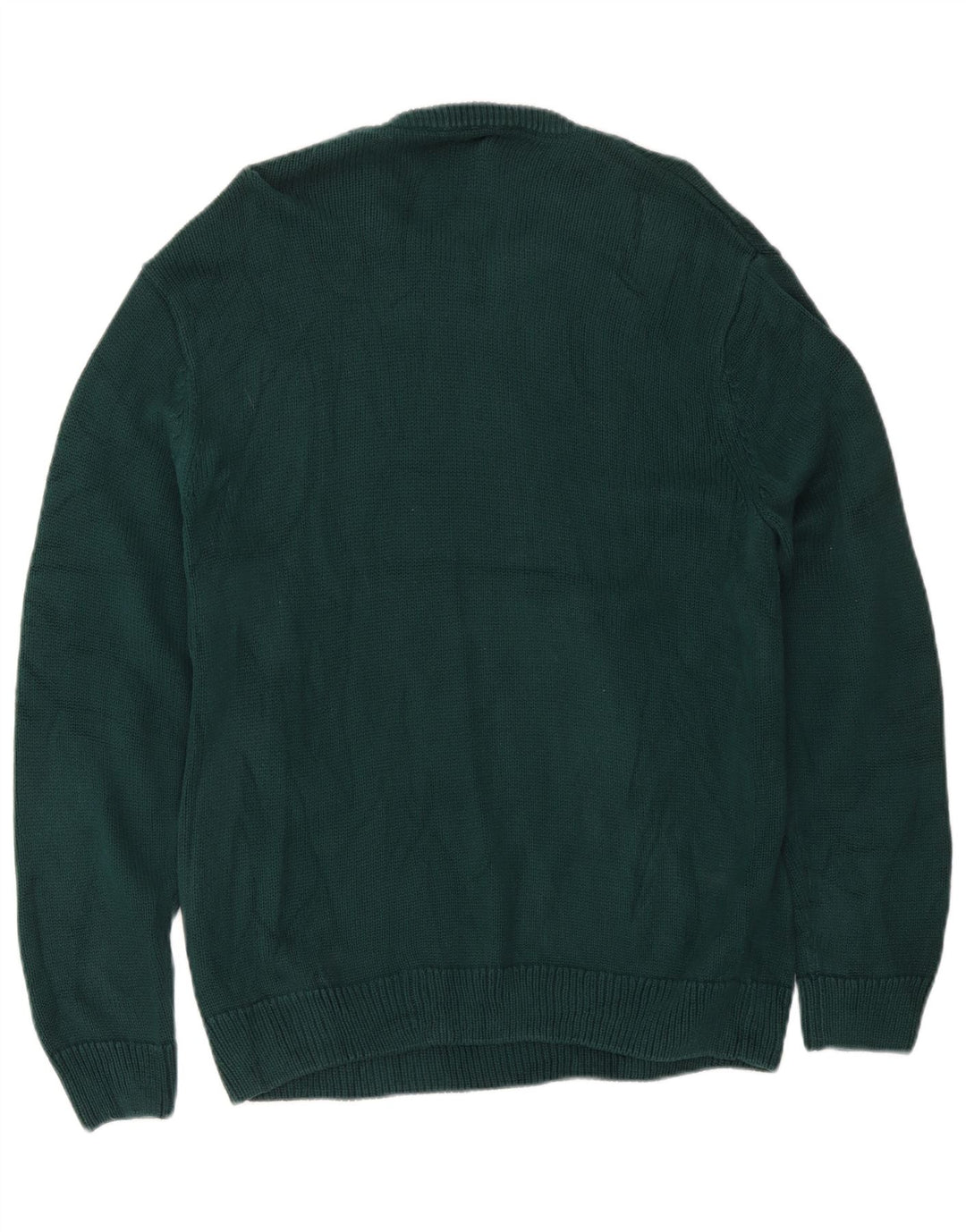 Chaps Mens Regular Fit Crew Neck Jumper Sweater Large Green Cotton