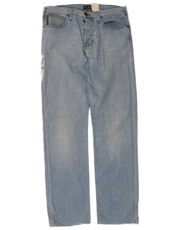 Armani Mens Graphic Straight Jeans W36 L33 Blue Cotton