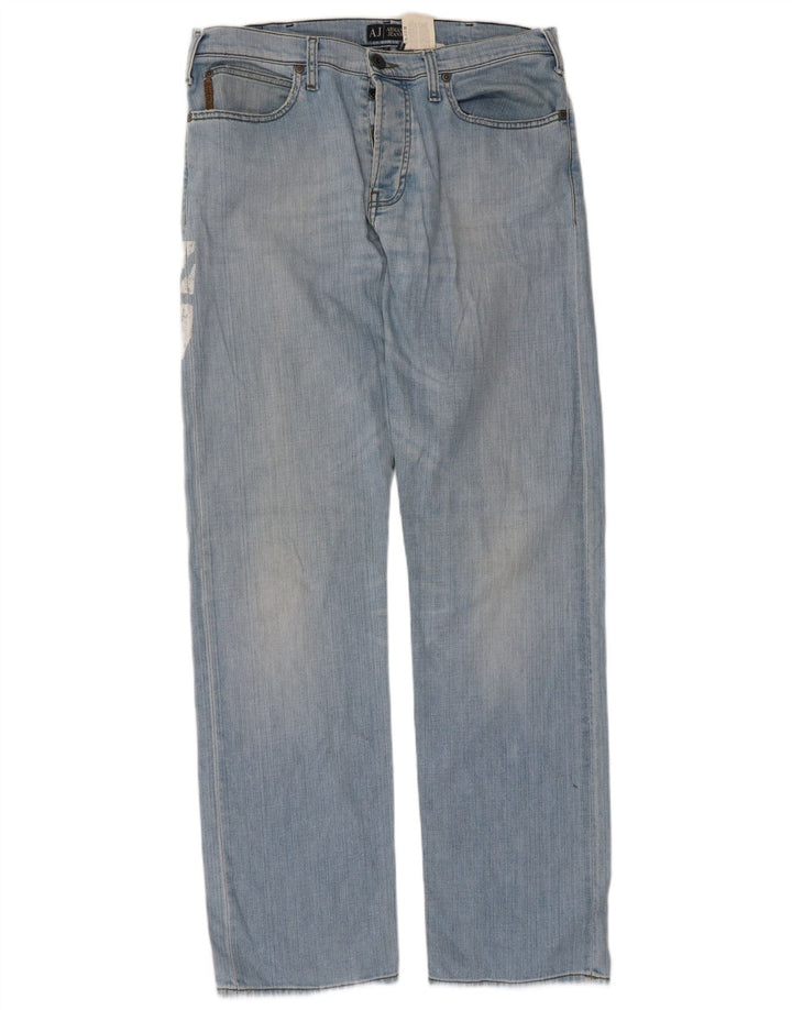 Armani Mens Graphic Straight Jeans W36 L33 Blue Cotton