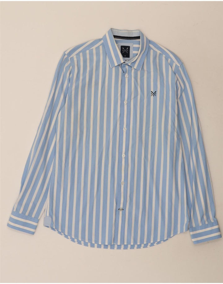 Crew Clothing Mens Shirt Medium Blue Striped Cotton