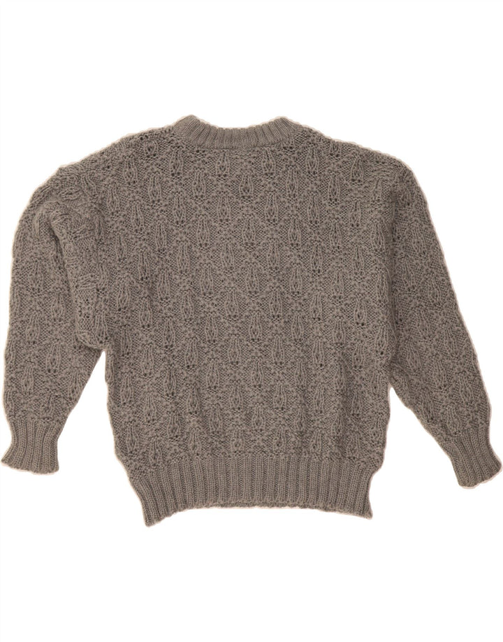 VINTAGE Womens Oversized Crew Neck Jumper Sweater UK 18 XL Grey Vintage Vintage and Second-Hand Vintage from Messina Hembry 